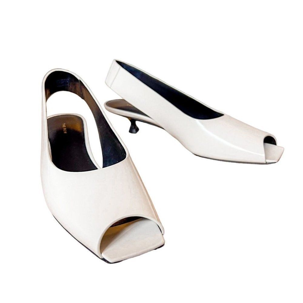 NEW The Row Sharp Slingback Heels in Milk White Kitten Heel EU Size 36 US Size 6 - Picture 13 of 14